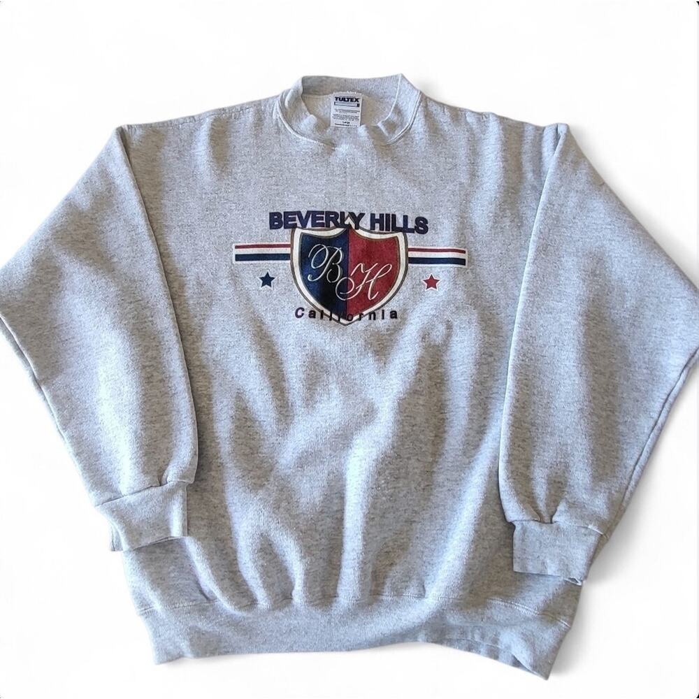 Retro Tultex Cozy Gray Crest Graphic Beverly Hills Cali Unisex Sweatshirt L